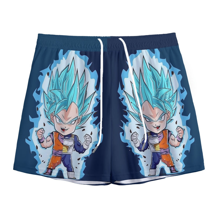 DBZ Goku Vegeta SSGSS God Blue Super Saiyan Chibi Sketch Mesh Shorts