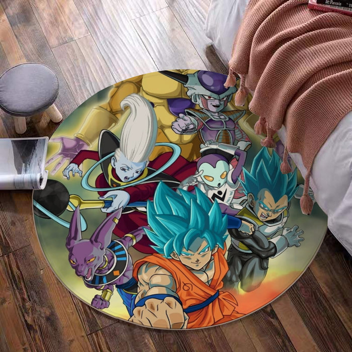 Dragon Ball Goku Vegeta Super Saiyan God Blue SSGSS Fight Villains Round Mat