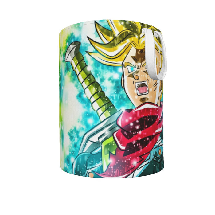 DBZ Trunks Super Saiyan Powerful Battle Ultimate Transformation Design Laundry Basket