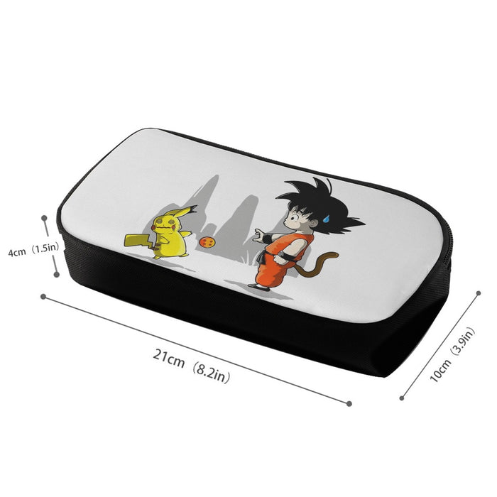 Goku Throwing A Dragon Ball At Pikachu Pencil Bag