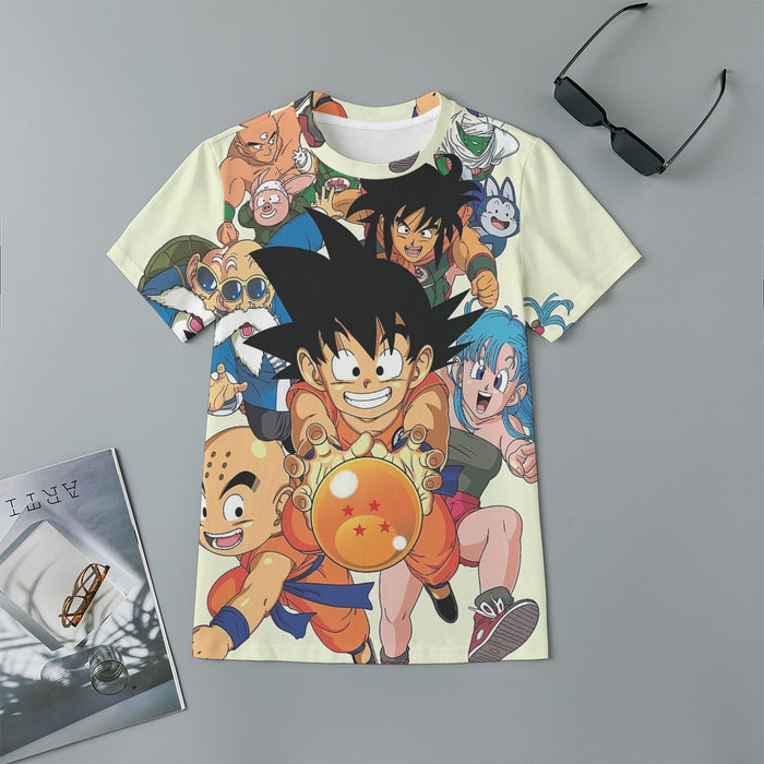 DBZ Kid Goku Master Roshi Bulma Krillin Chasing Dragon Ball Funny Kids T-Shirt