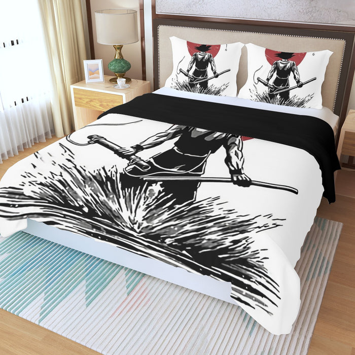 Goku With Red Moon Dragon Ball Three Piece Duvet Cover Set