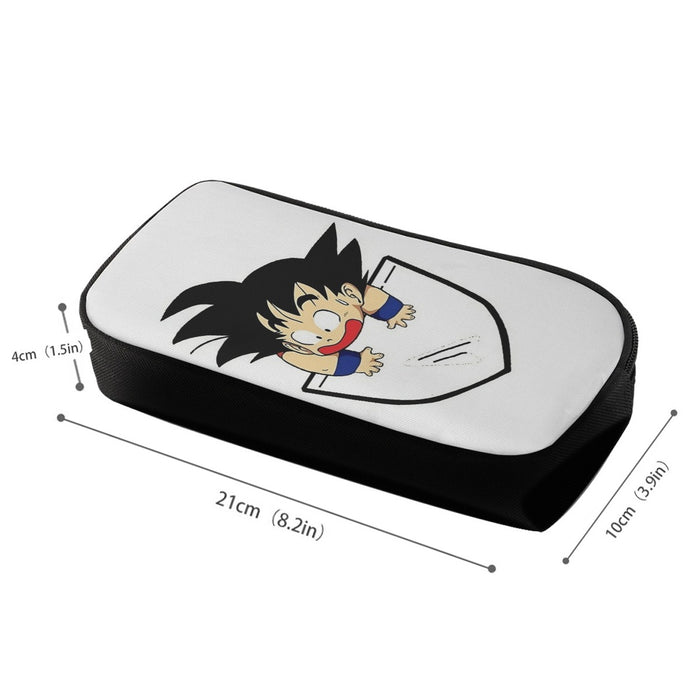 Smiling Goku On Pocket Of Dragon Ball Z Pencil Bag