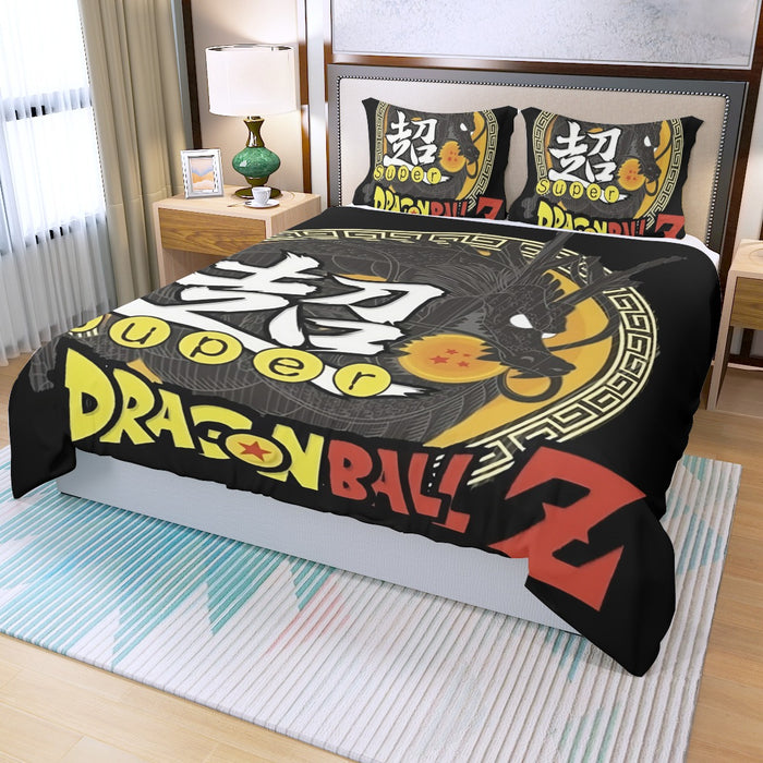 Dragon Ball Z Super Kanji Epic Dragon Spirit Shenron Three Piece Duvet Cover Set