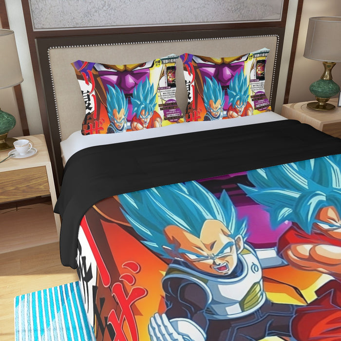 Golden Frieza Super Saiyan God Goku Vegeta Blue Hair 3D Three Piece Duvet Cover Set