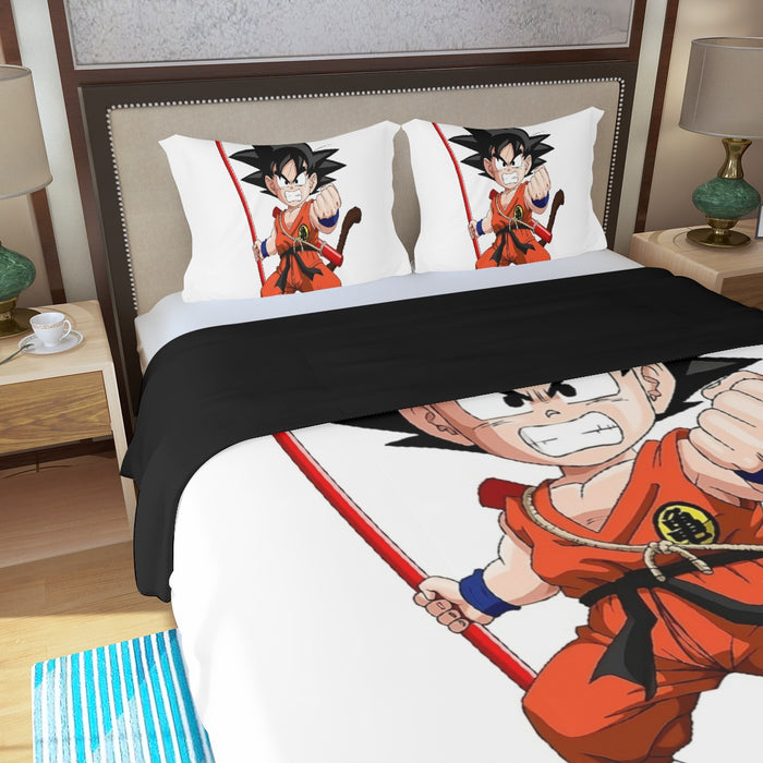 Kid Goku Fighting Dragon Ball Z Three Piece Duvet Cover Set