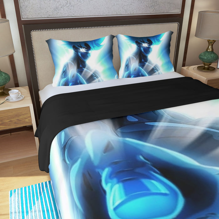 Dragon Ball Super Blue Son Goku Epic Ultra Instinct Three Piece Duvet Cover Set