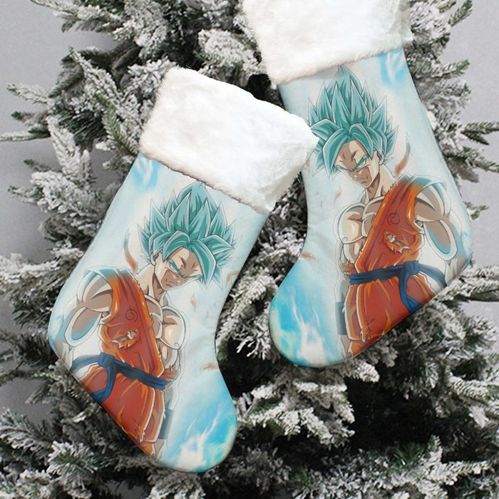 Dragon Ball Serious Super Saiyan Goku 2 Blue Epic Aura Christmas Socks