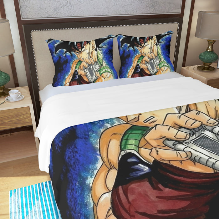 Dragon Ball Bardock Super Saiyan Goku Father Warrior Color Streetwear Three Piece Duvet Cover Set