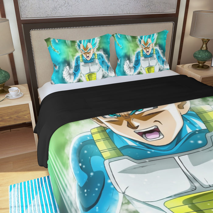 Dragon Ball Super Blue Vegeta Super Saiyan God Cool  Three Piece Duvet Cover Set