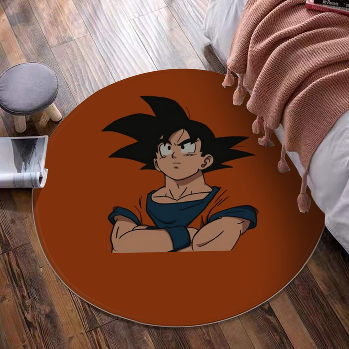 Goku Orange Minimalistic Background round mat