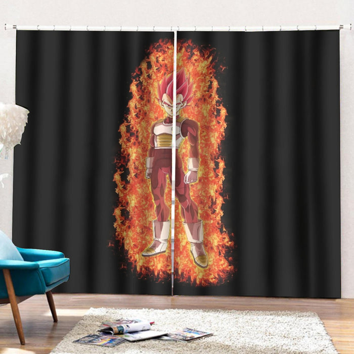 DBZ Vegeta Super Saiyan God Whis Symbol Fire Aura Streetstyle Curtains with Hooks