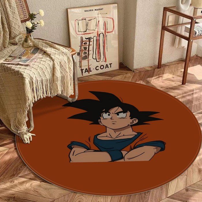 Goku Orange Minimalistic Background round mat
