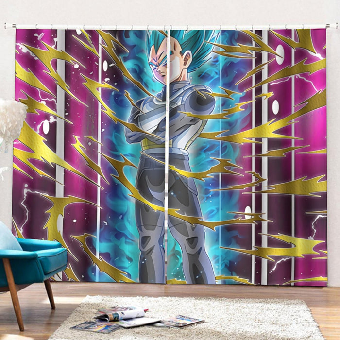 Dragon Ball Vegeta Super Saiyan God Blue SSGSS Aura Power Dope Design Curtains with Hooks