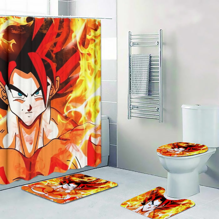 Dragon Ball Goku Super Saiyan Rose Flaming Fan Art Four-piece Bathroom