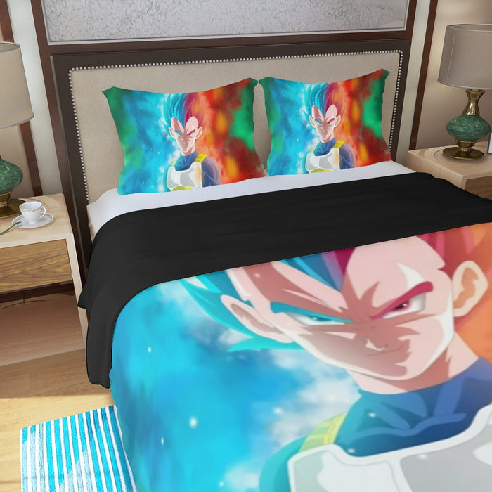 DBZ Vegeta Super Saiyan God Blue SSGSS Cool Portraits Three Piece Duvet Cover Set