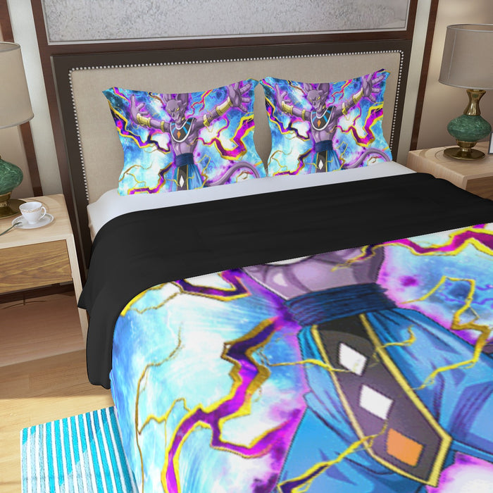 Dragon Ball Super Beerus Destruction God Egyptian Cat Vibrant Design Three Piece Duvet Cover Set