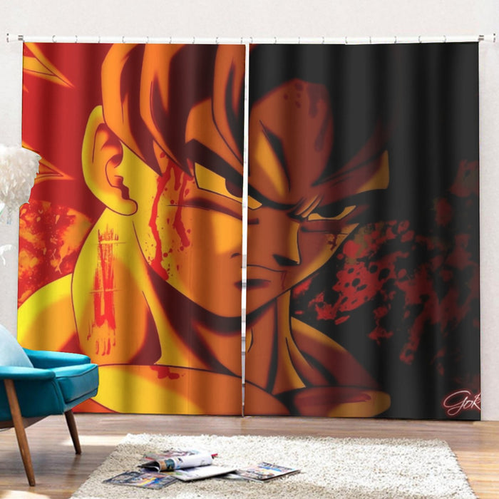 Dragon Ball Z Pissed Serious Son Goku Dope Orange Curtains with Hooks