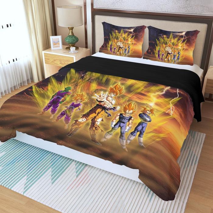 Piccolo Goku And Vegeta Dragon Ball Z Three Piece Duvet Cover Set