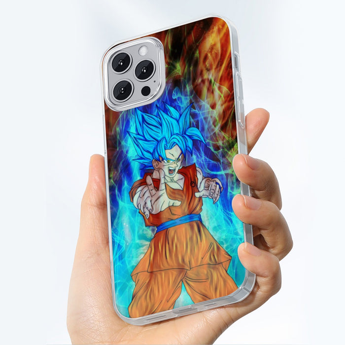 DBZ Goku Super Saiyan God Blue SSGSS Power Aura Fire Theme Design iPhone 13 Case