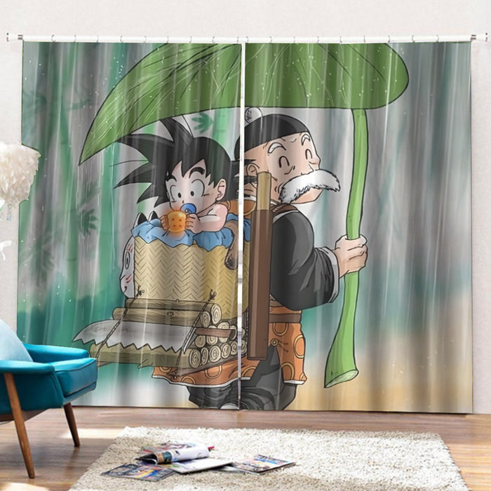 DBZ Kid Goku Super Saiyan Grandpa Gohan Cover Rain Cute Design Curtains with Hooks