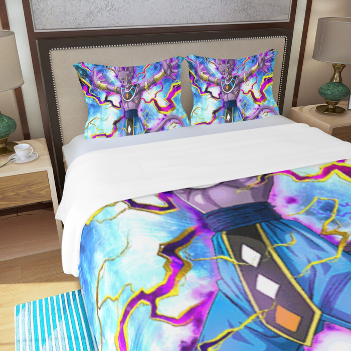 Dragon Ball Super Beerus Destruction God Egyptian Cat Vibrant Design Three Piece Duvet Cover Set