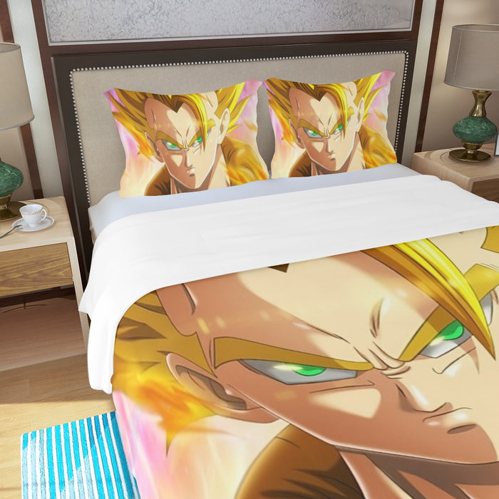 Dragon Ball Z Gogeta Super Saiyan Warrior Power Full Print Streetwear Three Piece Duvet Cover Set