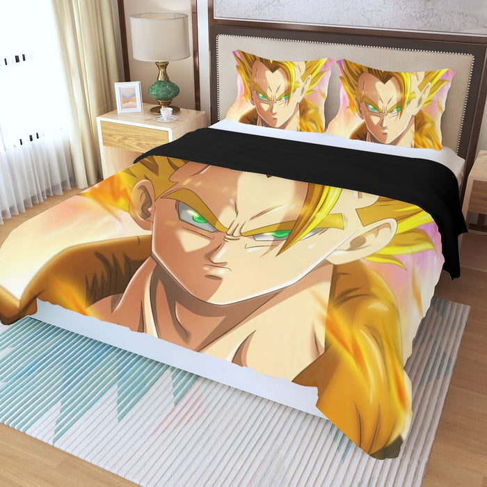 Dragon Ball Z Gogeta Super Saiyan Warrior Power Full Print Streetwear Three Piece Duvet Cover Set