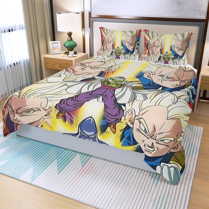 Dragon Ball Goku Vegeta Saiyan Piccolo Namekian Vibrant Design Three Piece Duvet Cover Set