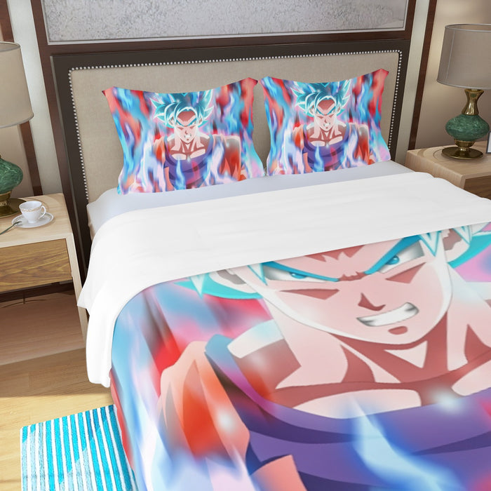 Dragon Ball Super Saiyan Blue Goku Three Piece Duvet Cover Set