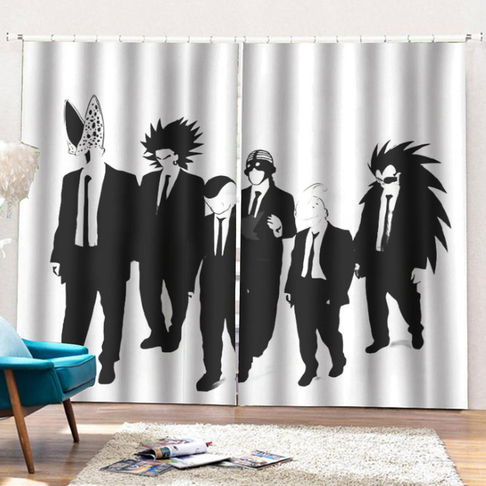 Dragon Ball Characters With Reservoir Dogs Movie Pose Curtains with Hooks