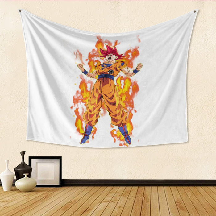 Awesome Goku Super Saiyan God Transformation DBZ Tapestry