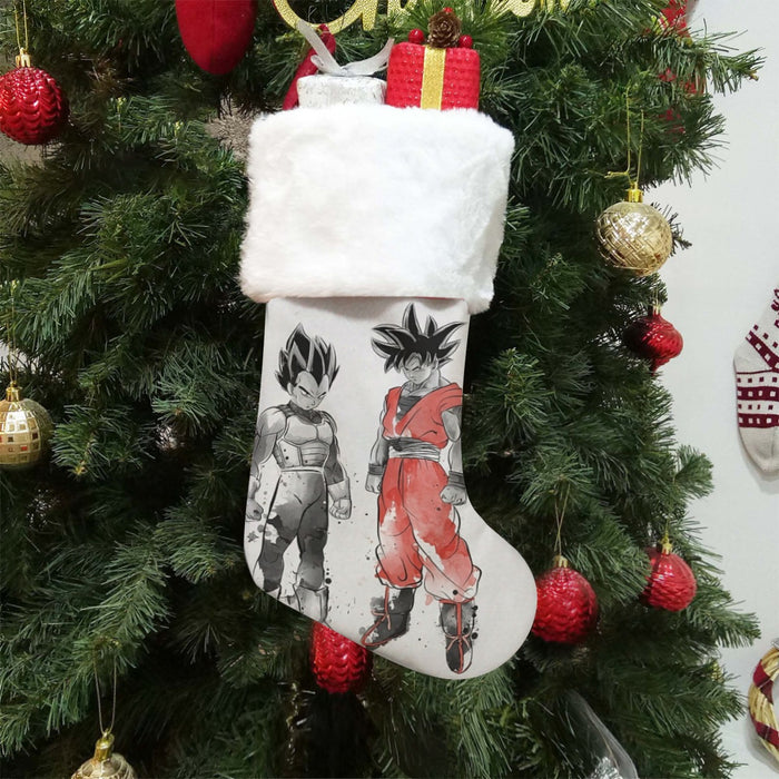 Watercolor Goku And Vegeta Posing Dragon Ball Z Christmas Socks