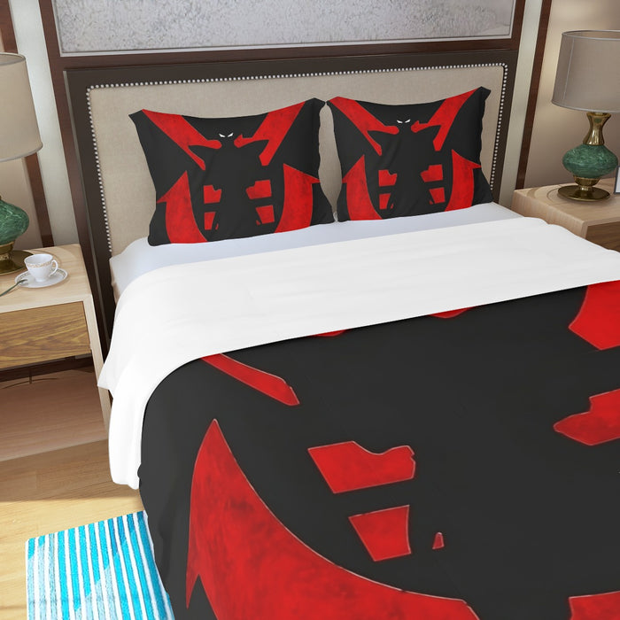 Dragon Ball Z Vegeta Shadow Cool Red Vegeta Symbol Three Piece Duvet Cover Set