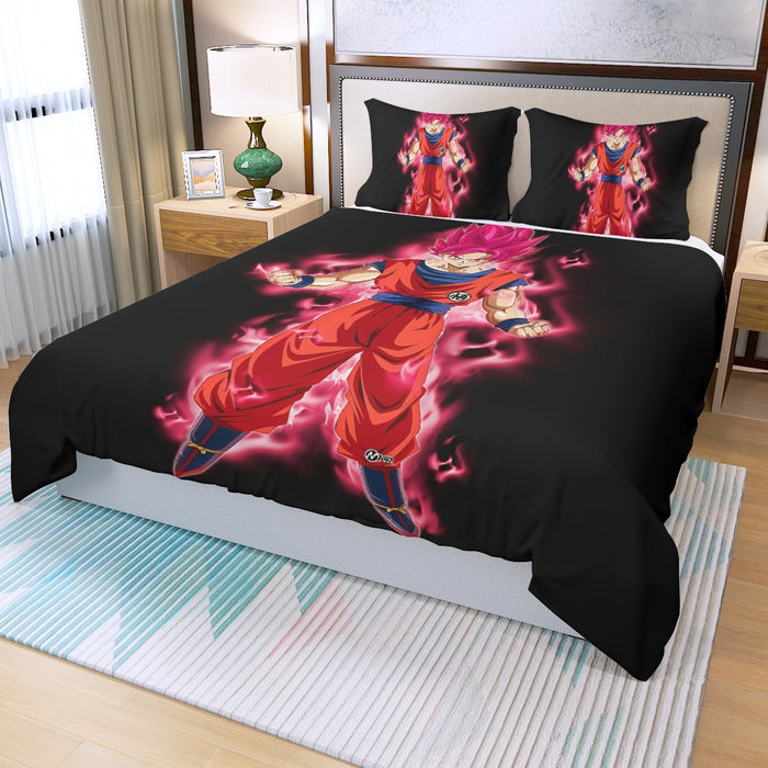 Dragon Ball Super Son Goku Red Kaioken Ultra Instinct Three Piece Duvet Cover Set