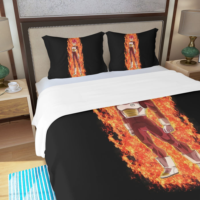 DBZ Vegeta Super Saiyan God Whis Symbol Fire Aura Streetstyle  Three Piece Duvet Cover Set