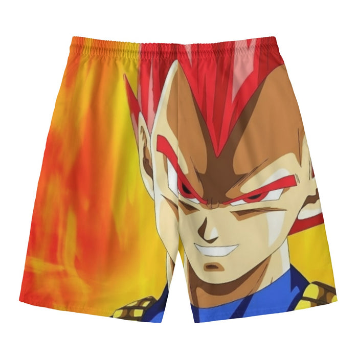 Dragon Ball Vegeta Super Saiyan Red God Vibrant Print Beach Pants