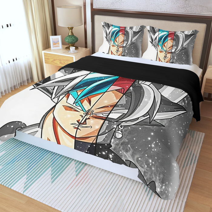 Dragon Ball Super All Super Saiyan Goku Forms Three Piece Duvet Cover Set