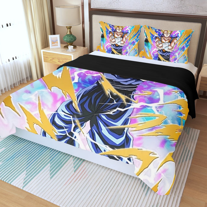 Dragon Ball Vegito Super Power Aura Thunder Earing Super Saiyan Three Piece Duvet Cover Set