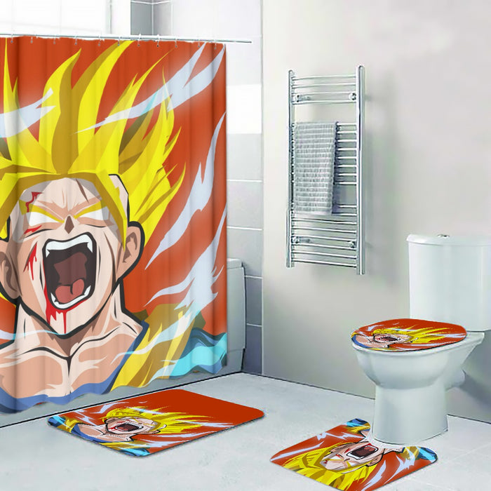 Dragon Ball Goku Super Saiyan Angry Scream Hand Drawing Design Four-piece Bathroom