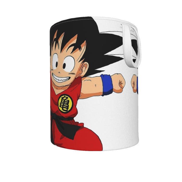 DBZ Jumping Kid Goku In His Training Suit Laundry Basket