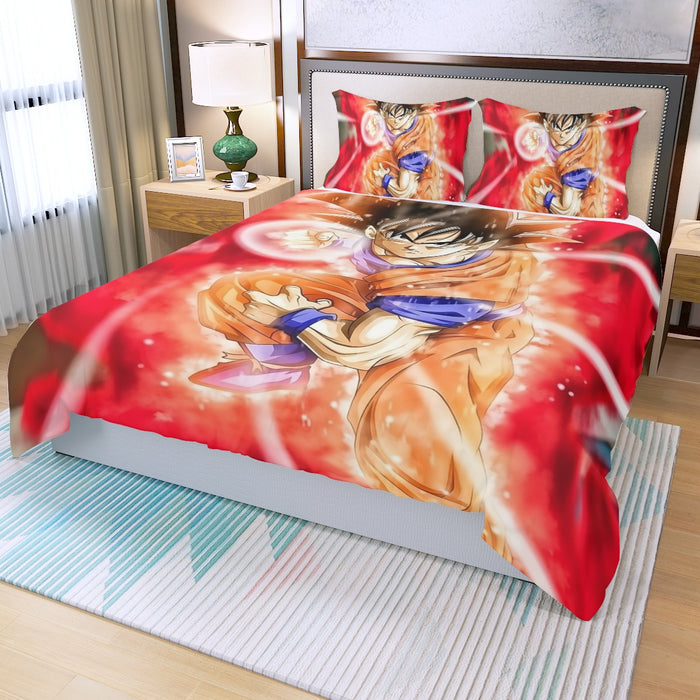 Dragon Ball Super Goku Red Kaioken Energy Epic Punch Three Piece Duvet Cover Set