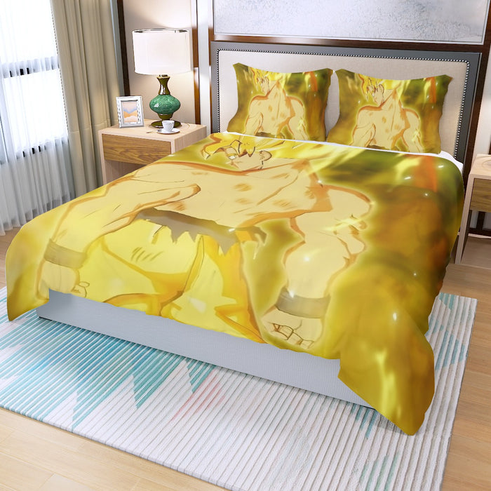 Dragon Ball Goku Super Saiyan Battle Posture Aura Style Three Piece Duvet Cover Set