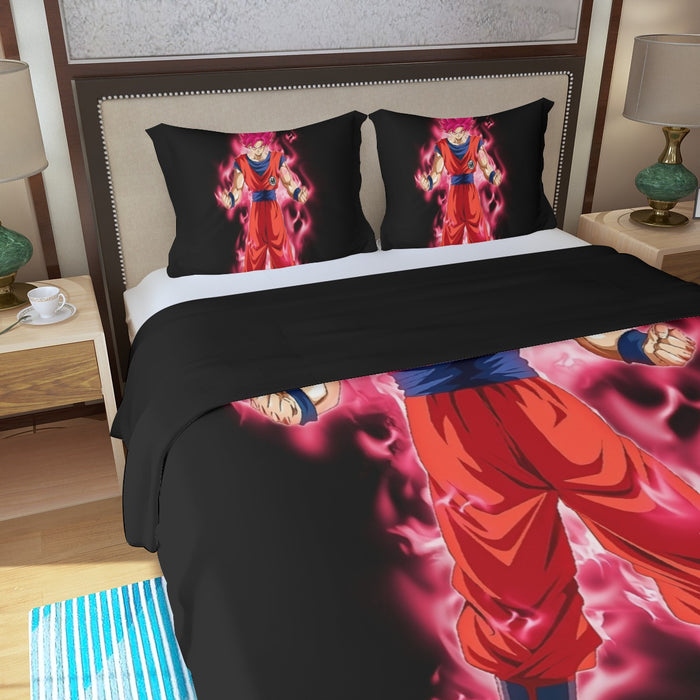 Dragon Ball Super Son Goku Red Kaioken Ultra Instinct Three Piece Duvet Cover Set