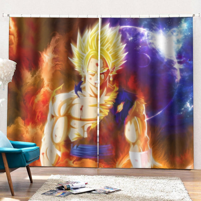 Dragon Ball Z Vegito Super Saiyan Angry Bruised Dope Curtains with Hooks