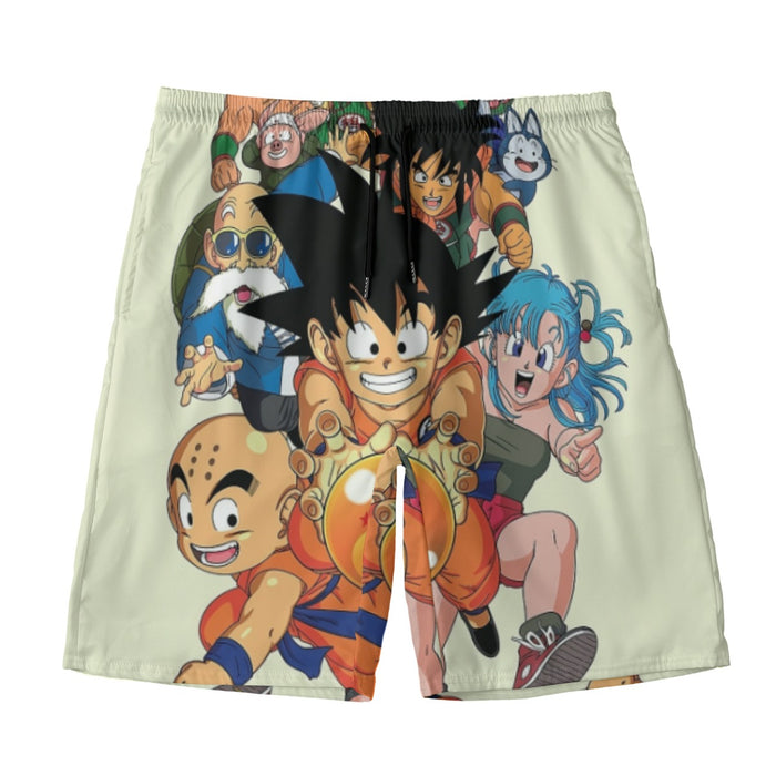 DBZ Kid Goku Master Roshi Bulma Krillin Chasing Dragon Ball Funny Beach Pants