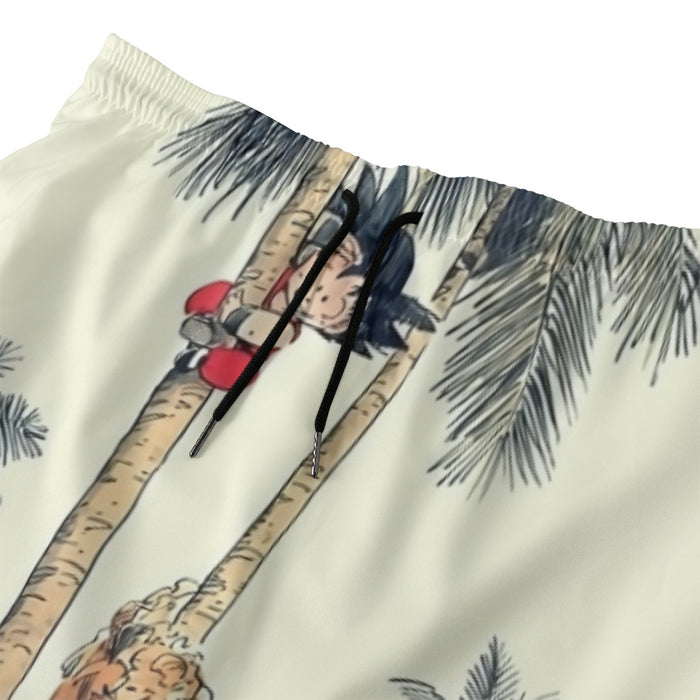 Palm Tree Cute Kid Goku Master Roshi Vintage Beige Beach Pants