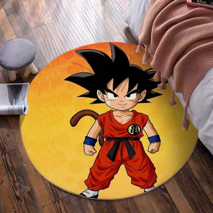 Cute Young Kid Goku Yellow Dragon Ball 3D round mat