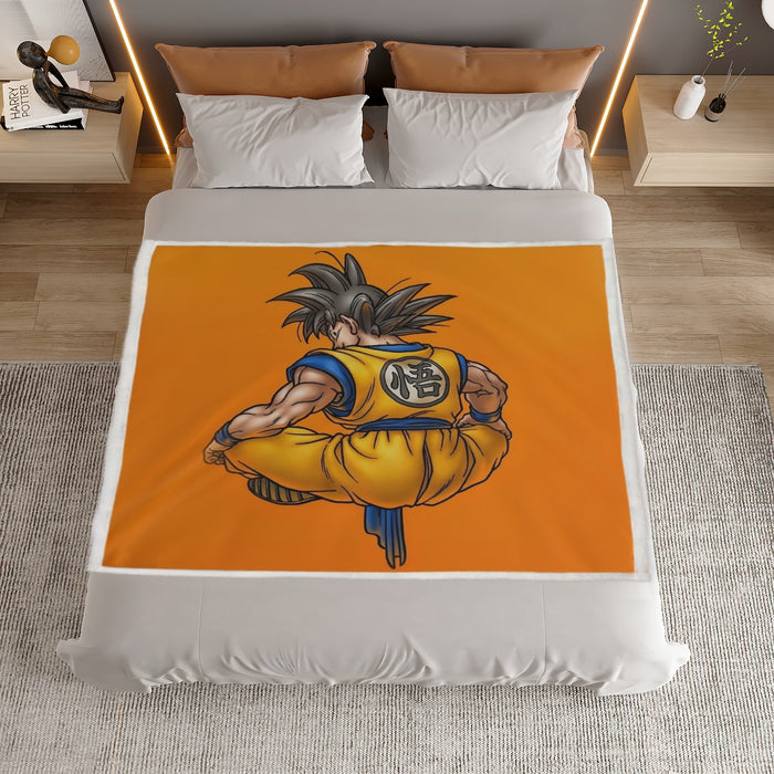 Goku Orange Background Household Warm Blanket