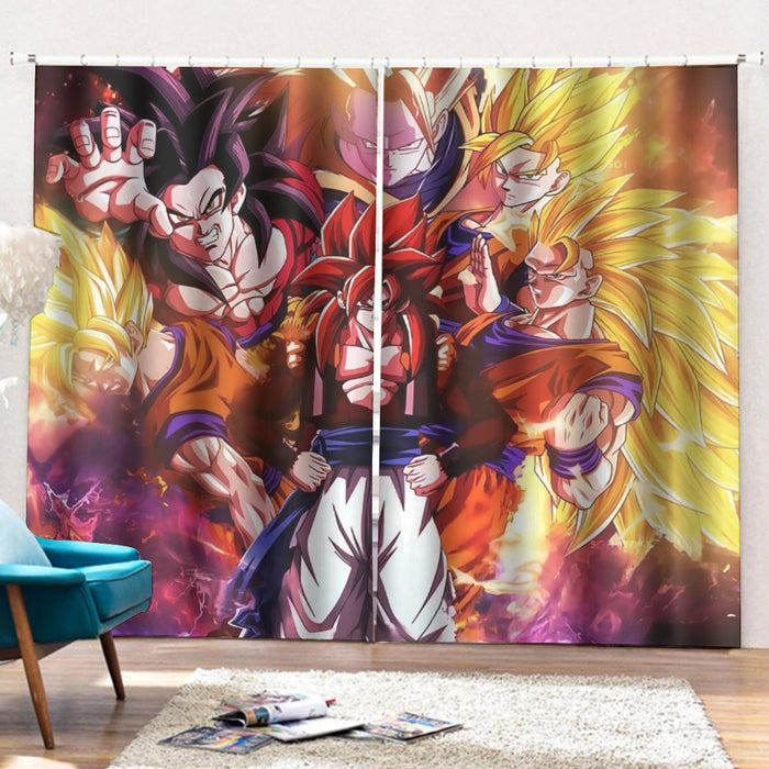 DBZ Gogeta Goku Vegeta Super Saiyan Powerful Lightning Thunder Design Curtains with Hooks